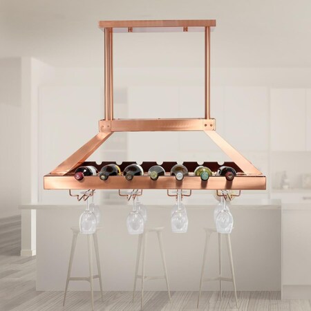 Feeltheglow 2 Light LED Overhead Wine Rack, Copper FE2754692